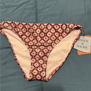 Shade & Shore XS Bikini Bottom Pink Geometric Low Rise NWT